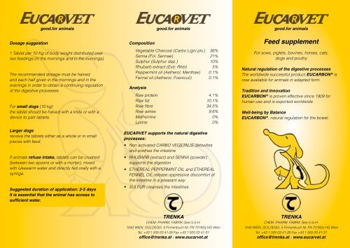 1) Feed Supplement - Natural Support of Digestive Function - Eucarvet
