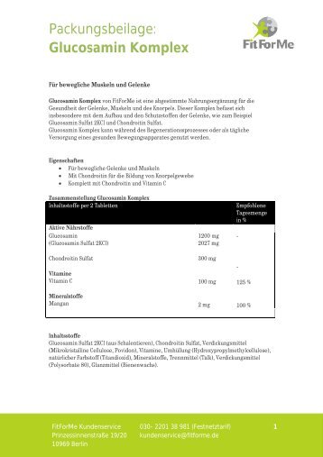 Packungsbeilage: Glucosamin Komplex - FitForMe