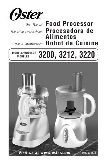 User Manual Food Processor Alimentos - Household Appliance Inc.