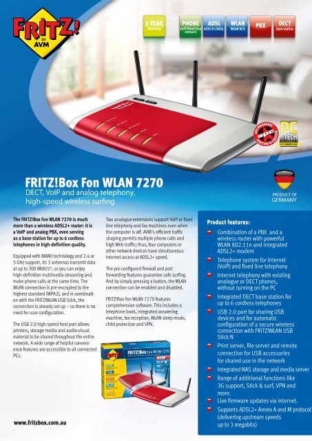 Fritz!Box Fon WLAN 7270 V3 - 1&1 Edition Router Mit HomeServer Funktion