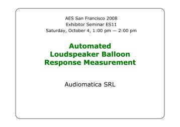 Automated Loudspeaker Balloon Measurement - Audiomatica Srl