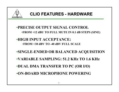 The CLIO system - Audiomatica Srl