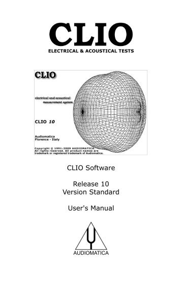 Download the CLIO 10 User's Manual - Audiomatica Srl