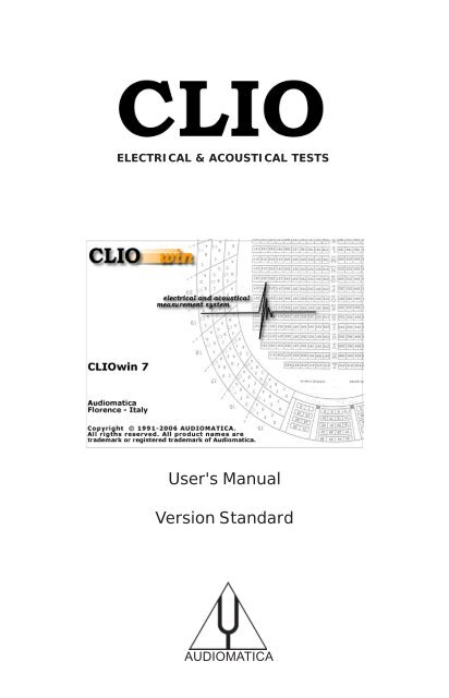 CLIOwin 7 PCI User's Manual - Audiomatica