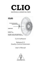 CLIO 8.5 QC Software Extension User's Manual - Audiomatica Srl