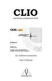 CLIOwin 7 QC Software Extension User's Manual - Audiomatica