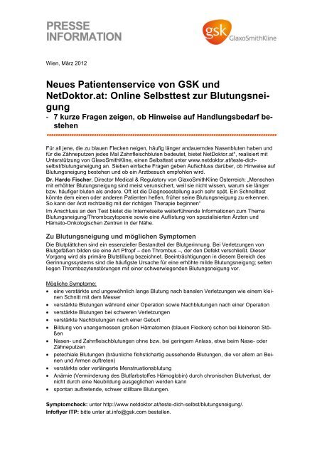 Neues Patientenservice (PDF) - GlaxoSmithKline Pharma GmbH