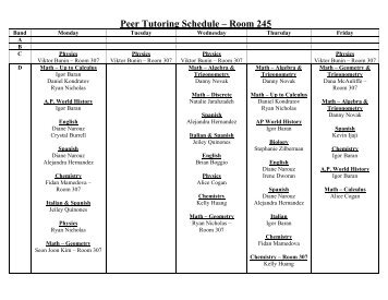 Peer Tutoring Schedule â Room 245