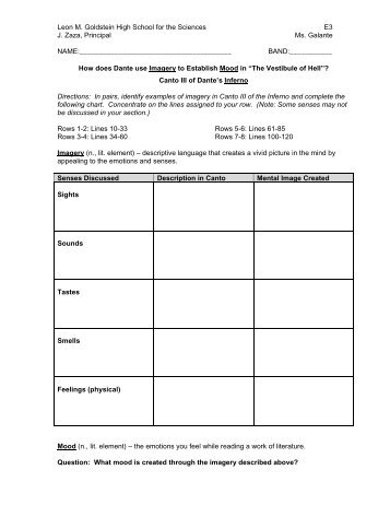 Imagery_Mood_Worksheet_Canto_3 - Leon M. Goldstein High ...