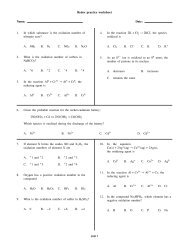 2-5 Redox reactions practice worksheet with answers