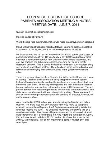 LMG PA Mtg minutes 060711.pdf - Leon M. Goldstein High School ...