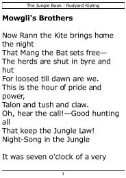 Mowgli's Brothers Now Rann the Kite brings home the night That ...