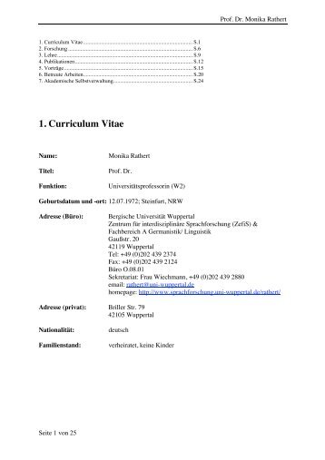 1. Curriculum Vitae - ZefiS - Bergische UniversitÃ¤t Wuppertal