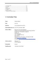 1. Curriculum Vitae - ZefiS - Bergische UniversitÃ¤t Wuppertal