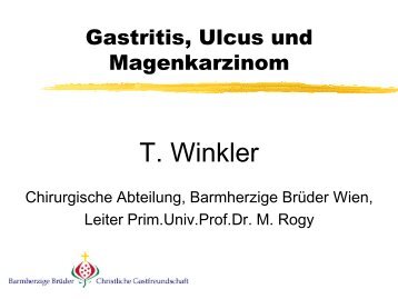 Gastritis, Ulcus und Magenkarzinom - Dr. Thomas Winkler