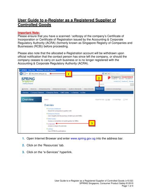 User Guide to e-Register as a Registered Supplier of ... - Spring