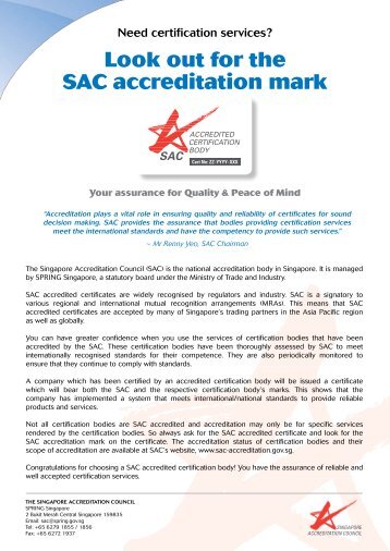 Look out for the SAC accreditation mark - Spring