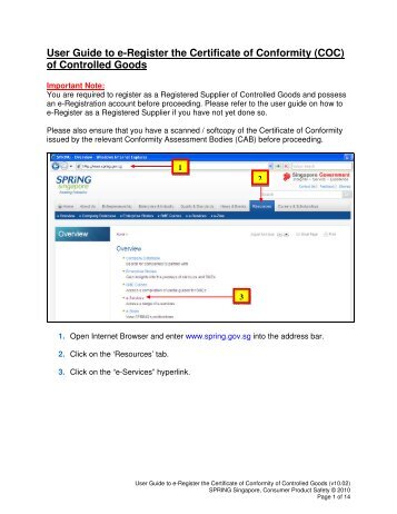 User Guide to e-Register the Certificate of Conformity (COC ... - Spring