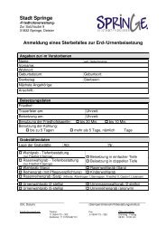 Anmeldung eines Sterbefalles bei der ... - Stadt Springe