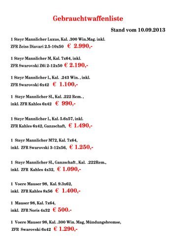 Gebrauchtwaffenliste - Springer