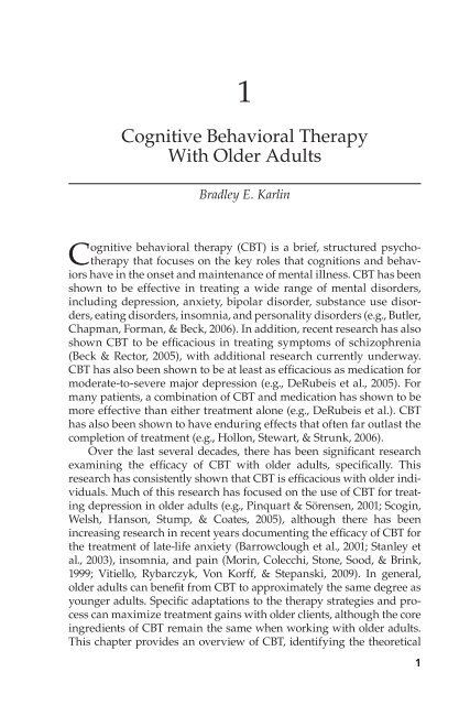 Cognitive Behavior Therapy with Older Adults - Springer Publishing
