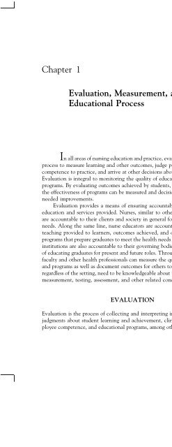 Evaluation and testing in nursing education - Springer Publishing