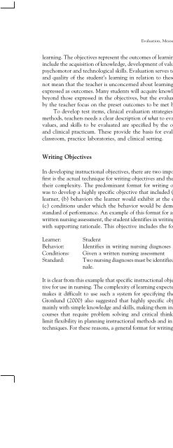 Evaluation and testing in nursing education - Springer Publishing