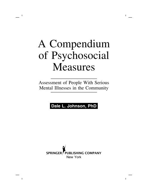 A Compendium of Psychosocial Measures - Springer Publishing