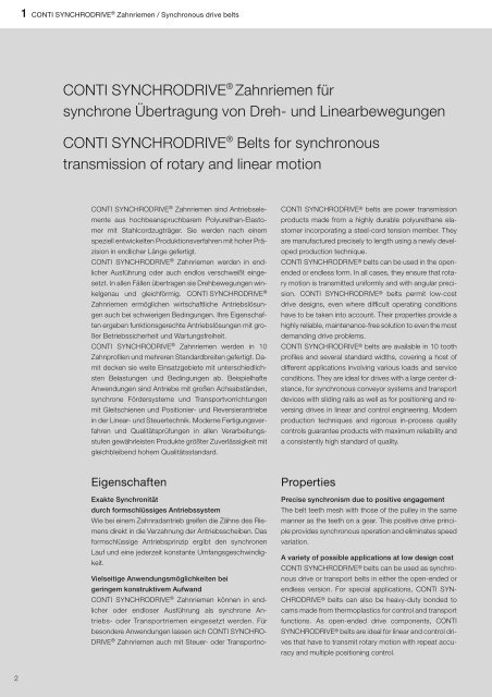 CONTI SYNCHRODRIVE® Zahnriemen / Synchronous ... - ContiTech