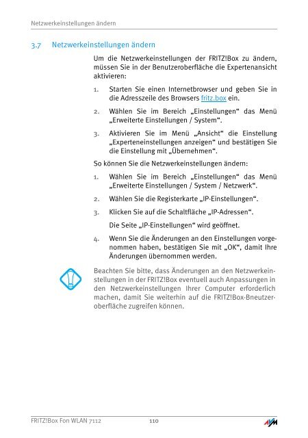 Handbuch Fritz!box Fon WLAN 7112