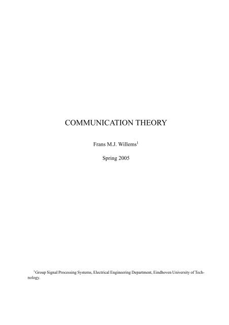 COMMUNICATION THEORY - Signal Processing Systems