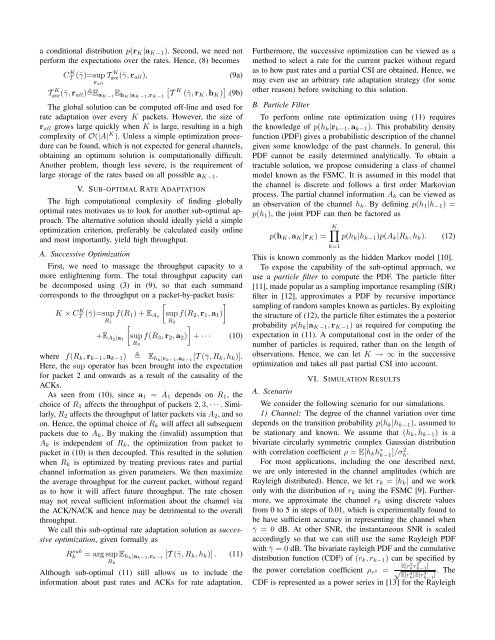 Rate Adaptation in Time Varying Channels using Acknowledgement ...