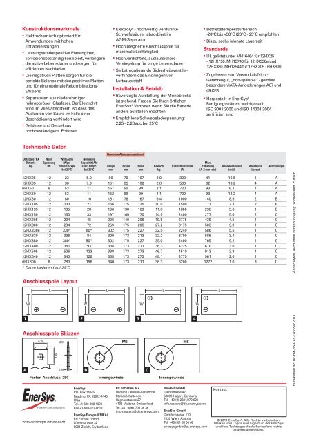 PRODUKTÜBERSICHT - EnerSys - EMEA