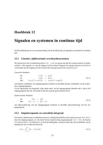 tijdcontinue signalen en systemen - Signal Processing Systems