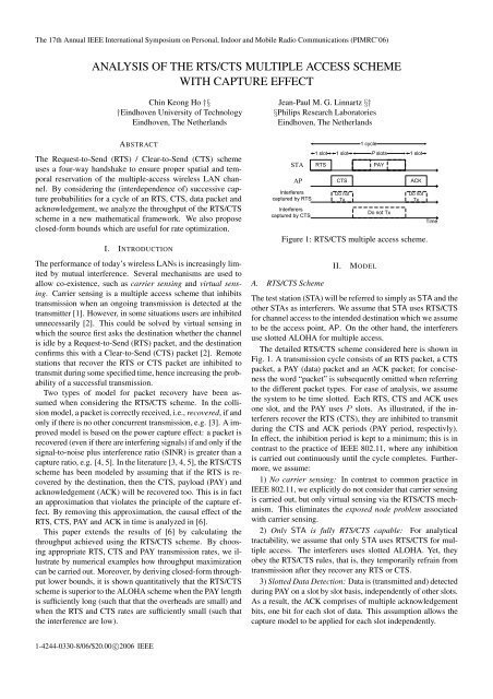 analysis of the rts/cts multiple access scheme with capture effect