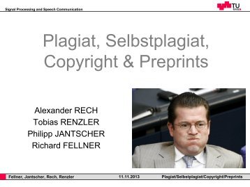 Plagiat, Selbstplagiat, Copyright & Preprints - Signal Processing and ...