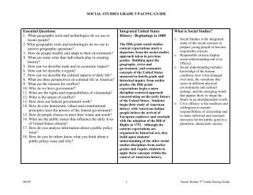 SOCIAL STUDIES GRADE 5 PACING GUIDE Essential Questions: 1 ...