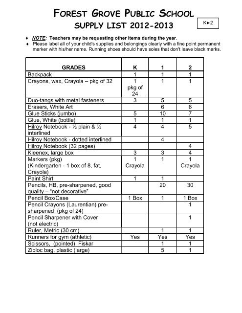 Supply List.pdf - Saskatoon Public Schools