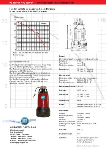 PS 1500 W / PS 1500 D Schmutzwasser ... - SPT Pumpen