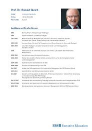 Lebenslauf Prof. Dr. Ronald Gleich - Corporate Planning