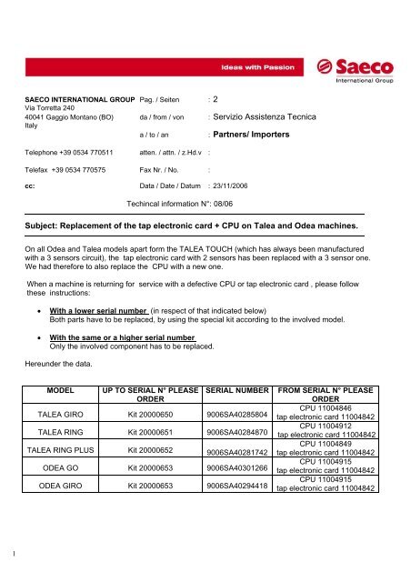 Info 08 06 Talea odea-3 sensors on tap electronic