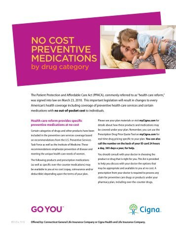 No Cost Preventive Medications by Drug Category guide - Cigna