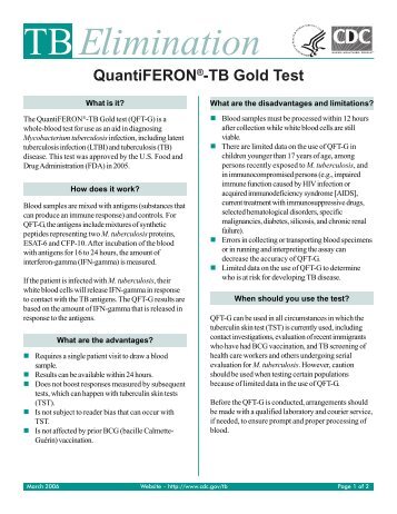 TB Elimination QuantiFERON - TB Gold Test