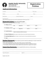 Registration petition forms - Seattle Pacific University