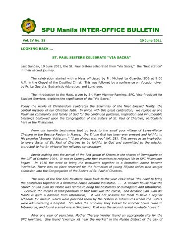 SPU Manila INTER-OFFICE BULLETIN - St. Paul University Manila