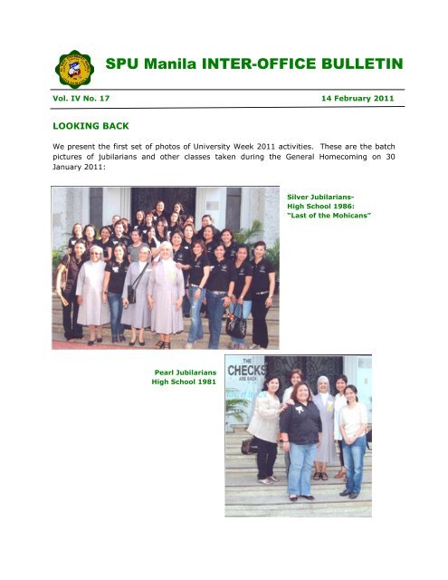 SPU Manila INTER-OFFICE BULLETIN - St. Paul University Manila