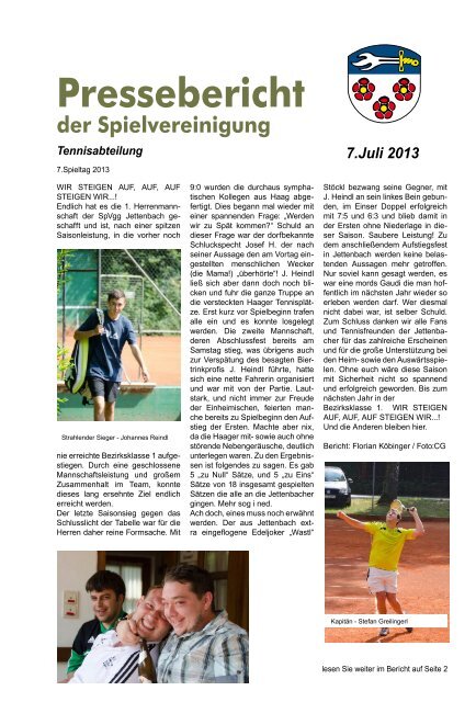 Spielberichte der Tennismannschaften - SpVgg Jettenbach e.V.