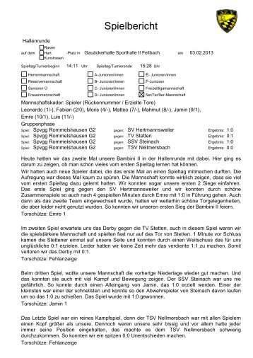 TSV Nellmersbach Hier finden Sie den Spielbericht - Spvgg ...