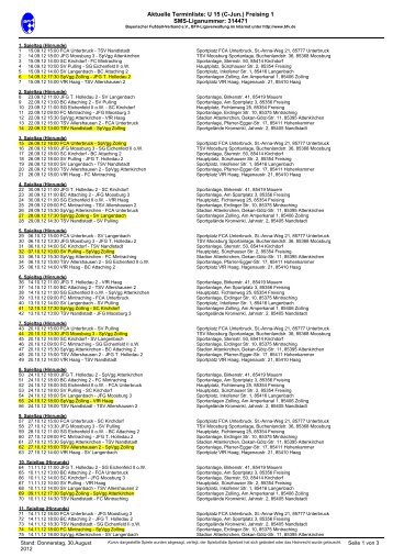 Aktuelle Terminliste: U 15 (C-Jun.) Freising 1 SMS ... - SPVGG Zolling