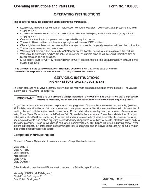 model 25-om-dup-10/10-c & 25-oa-dup-10/10-c hydraulic ... - SPX